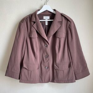 Covington Brown Cropped Trench Jacket size 18